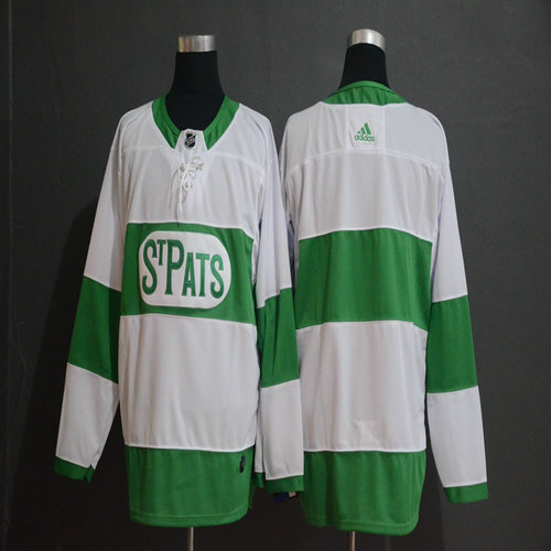 Maple Leafs Blank White 2019 St. Patrick's Day Adidas Jersey