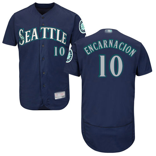 Mariners #10 Edwin Encarnacion Navy Blue Flexbase Authentic Collection Stitched Baseball Jersey