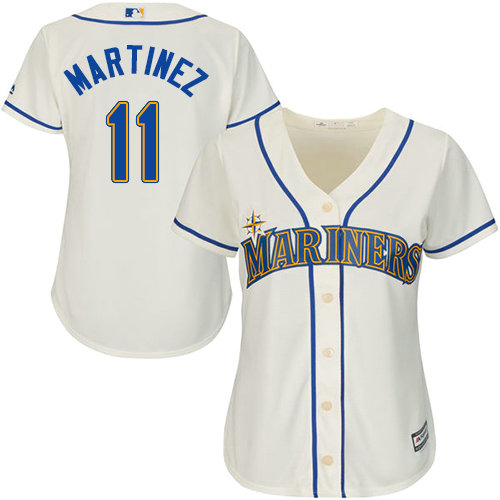 Mariners #11 Edgar Martinez Cream Alternate Women's Stitched Baseball Jersey