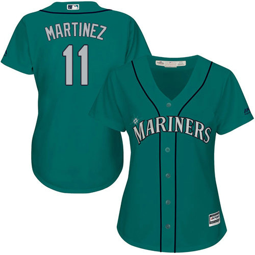 Mariners #11 Edgar Martinez Green Alternate Women's Stitched Baseball Jersey