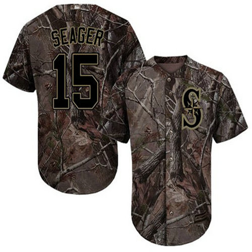 Mariners #15 Kyle Seager Camo Realtree Collection Cool Base Stitched Youth Baseball Jersey