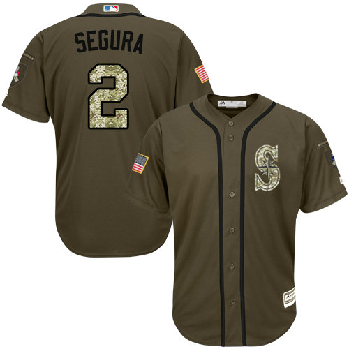 Mariners #2 Jean Segura Green Salute to Service Stitched Youth Baseball Jersey