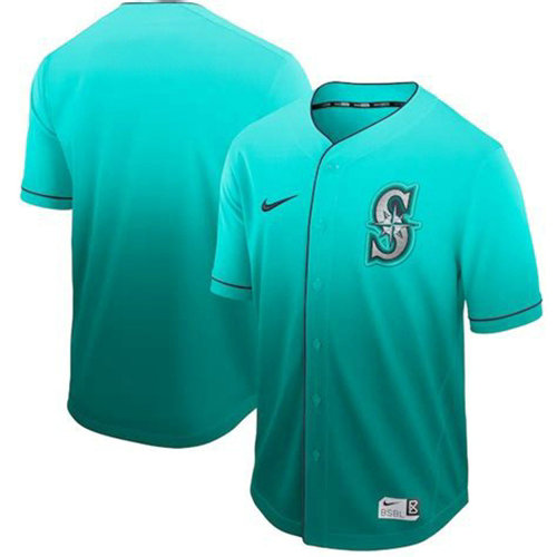 Mariners Blank Green Fade Authentic Stitched Baseball Jersey