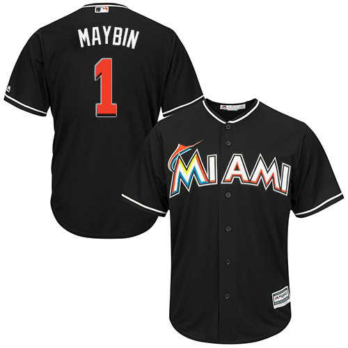 Marlins #1 Cameron Maybin Black Cool Base Stitched Youth Baseball Jersey