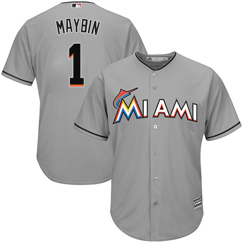 Marlins #1 Cameron Maybin Grey Cool Base Stitched Youth Baseball Jersey