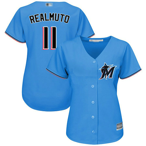 Marlins #11 JT Realmuto Blue Alternate Women's Stitched Baseball Jersey