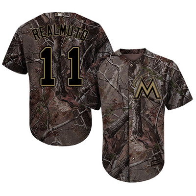 Marlins #11 JT Realmuto Camo Realtree Collection Cool Base Stitched Youth Baseball Jersey