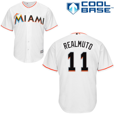 Marlins #11 JT Realmuto White Cool Base Stitched Youth Baseball Jersey