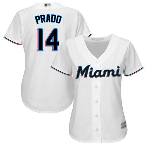 Marlins #14 Martin Prado White Home Women's Stitched Baseball Jersey