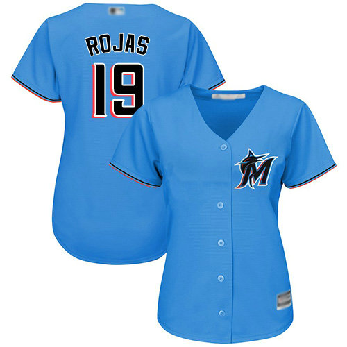 Marlins #19 Miguel Rojas Blue Alternate Women's Stitched Baseball Jersey