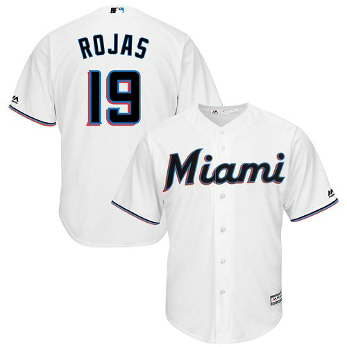 Marlins #19 Miguel Rojas White Cool Base Stitched Youth Baseball Jersey