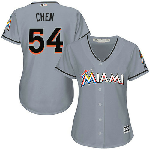 Marlins #54 Wei-Yin Chen Grey Road Women's Stitched MLB Jersey_1