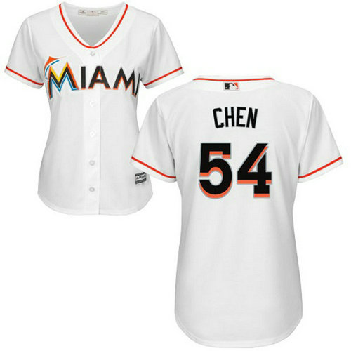 Marlins #54 Wei-Yin Chen White Home Women's Stitched MLB Jersey_1