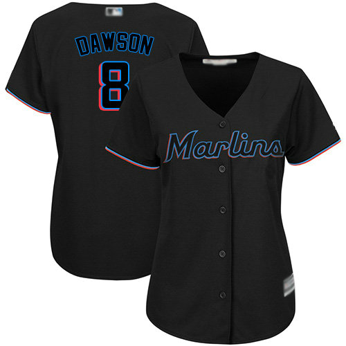 Marlins #8 Andre Dawson Black Alternate Women's Stitched Baseball Jersey