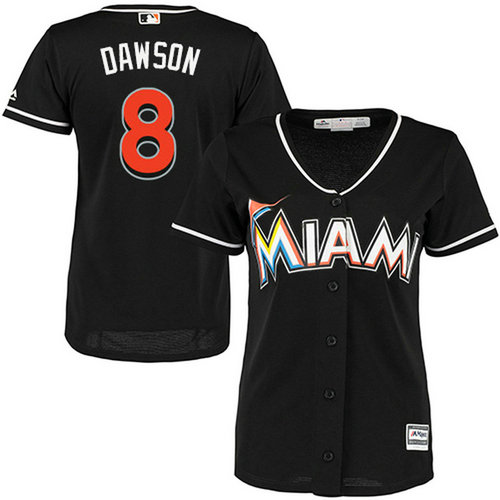 Marlins #8 Andre Dawson Black Alternate Women's Stitched MLB Jersey_1