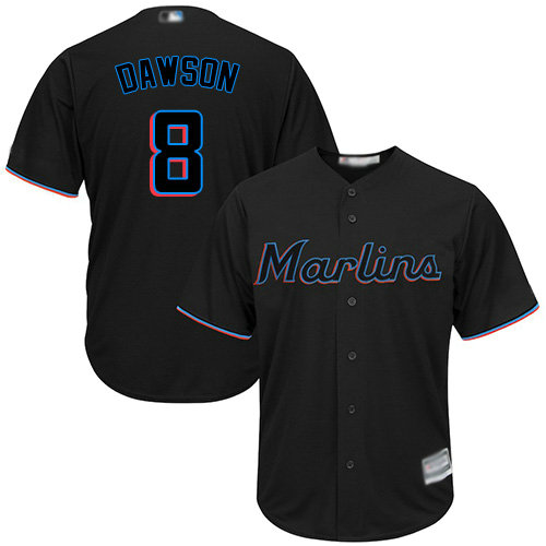 Marlins #8 Andre Dawson Black Cool Base Stitched Youth Baseball Jersey