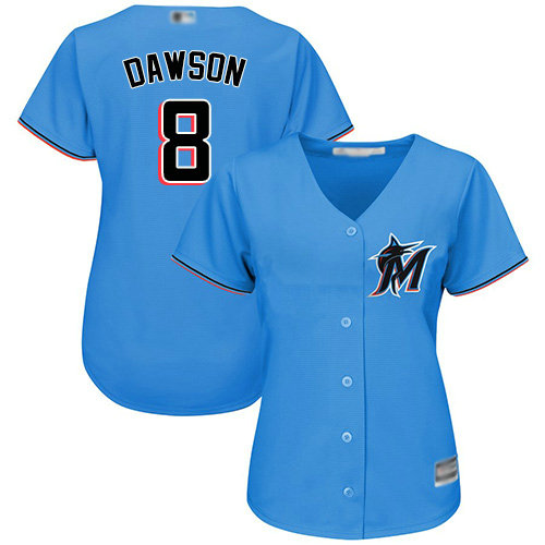 Marlins #8 Andre Dawson Blue Alternate Women's Stitched Baseball Jersey