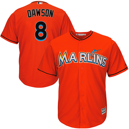 Marlins #8 Andre Dawson Orange Cool Base Stitched Youth MLB Jersey