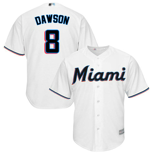 Marlins #8 Andre Dawson White Cool Base Stitched Youth Baseball Jersey