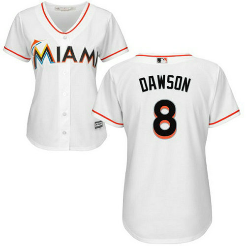 Marlins #8 Andre Dawson White Home Women's Stitched MLB Jersey_1
