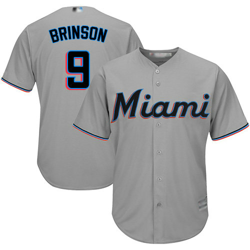 Marlins #9 Lewis Brinson Grey Cool Base Stitched Youth Baseball Jersey