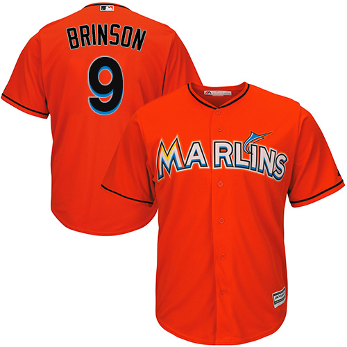 Marlins #9 Lewis Brinson Orange Cool Base Stitched Youth Baseball Jersey