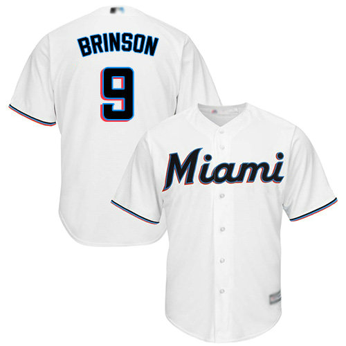 Marlins #9 Lewis Brinson White Cool Base Stitched Youth Baseball Jersey