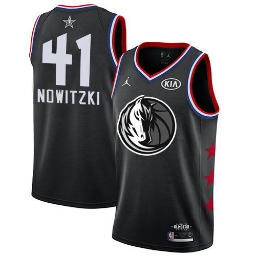 Mavericks #41 Dirk Nowitzki Black Basketball Jordan Swingman 2019 All-Star Game Jersey