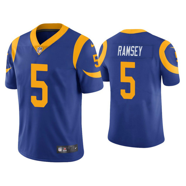 Men's #5 Jalen Ramsey Rams Vapor Limited Jersey Royal Jersey