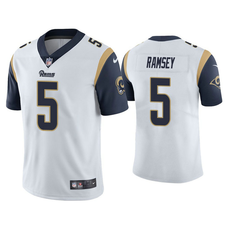 Men's #5 Jalen Ramsey Rams Vapor Limited Jersey White Jersey