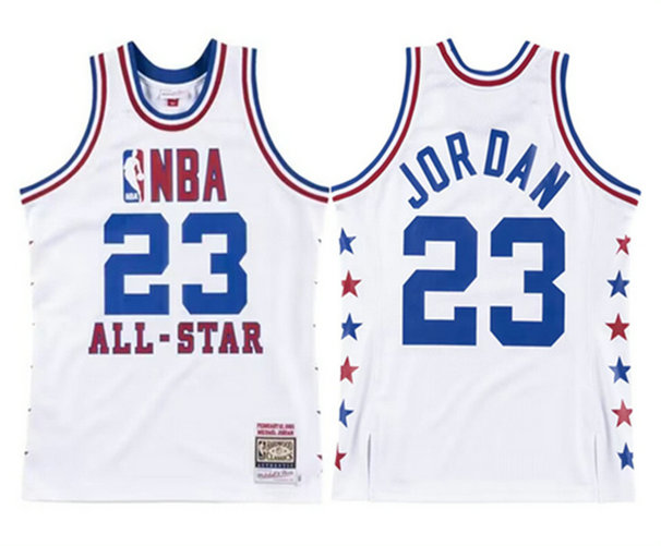 Men's 1985-86 All-Star #23 Michael Jordan White Swingman Stitched Basketball Jersey
