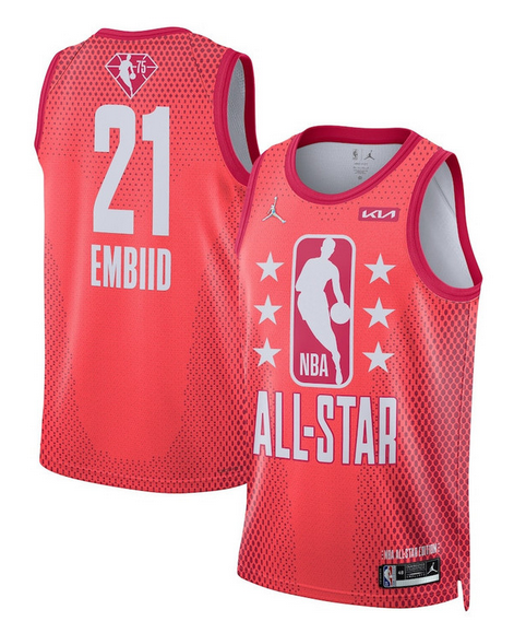 Men's 2022 All-Star #21 Joel Embiid Maroon Stitched Basketball Jersey
