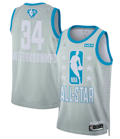 Men's 2022 All-Star #34 Giannis Antetokounmpo Gray Stitched Basketball Jerseys