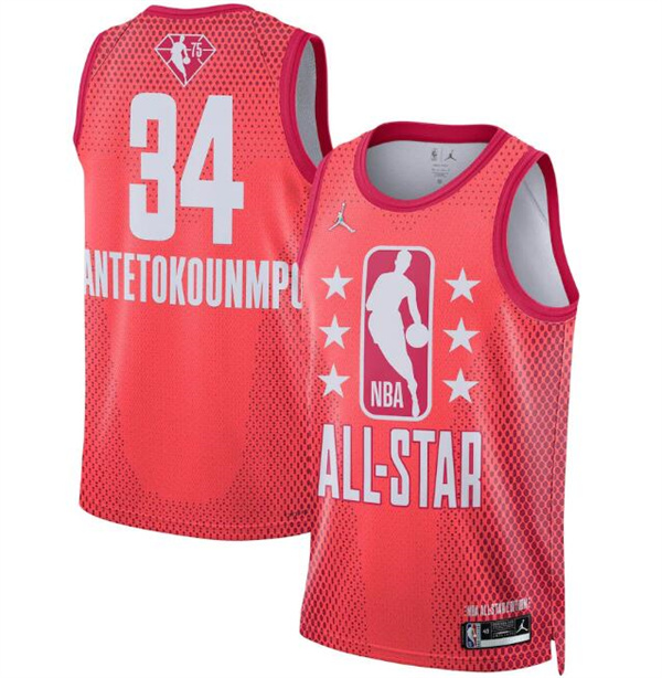 Men's 2022 All-Star #34 Giannis Antetokounmpo Maroon Stitched Basketball Jersey