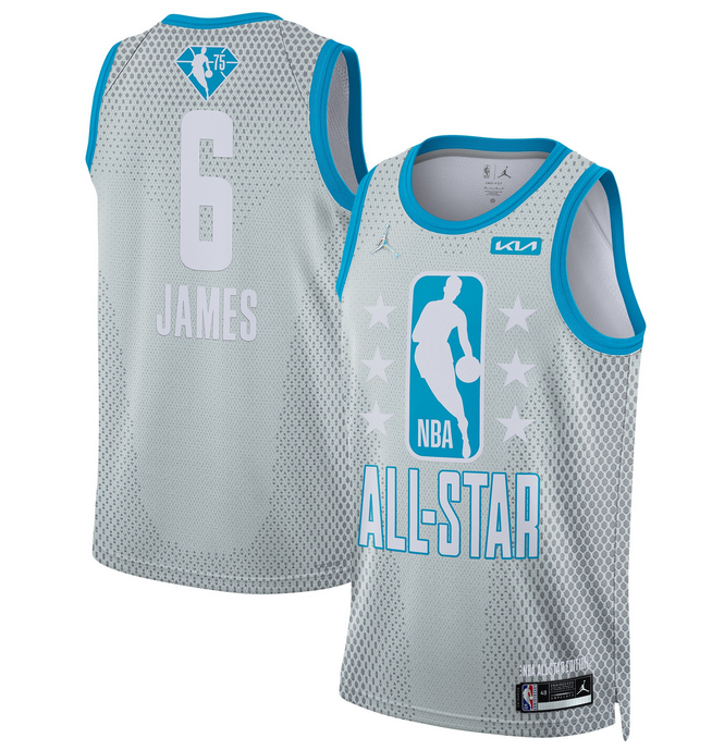 Men's 2022 All-Star #6 LeBron James Gray Stitched Basketball Jersey