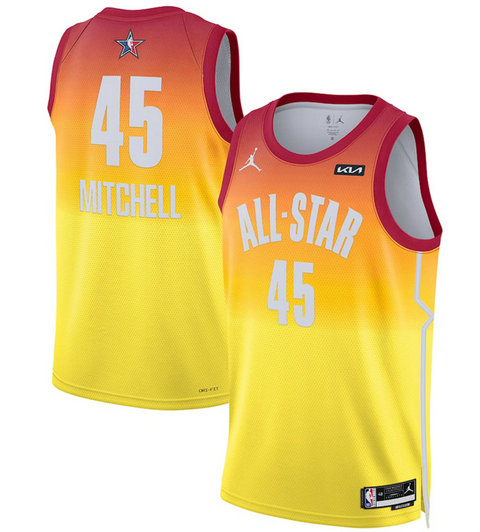 Men's 2023 All-Star #45 Donovan Mitchell Oraange Game Swingman Stitched Basketball Jersey