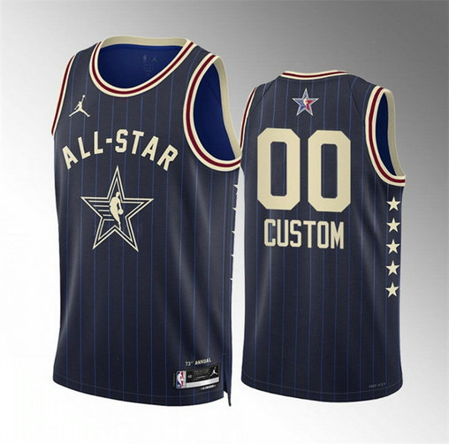 Men's 2024 All-Star Active Player Custom Blue Game Swingman Stitched Basketball Jersey