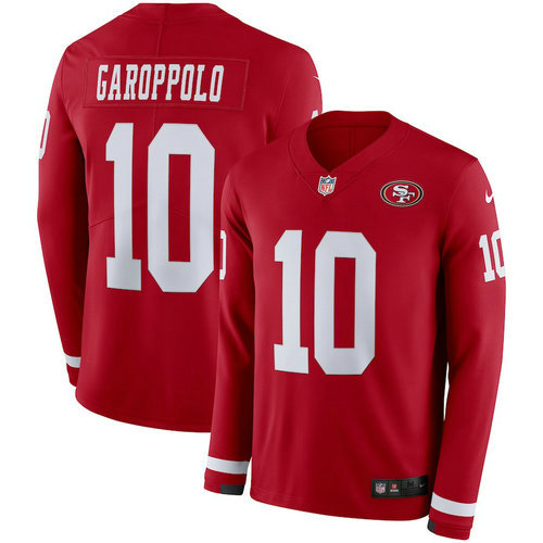 Men's 49ers #10 Jimmy Garoppolo Red Team Color Men's Stitched NFL Limited Therma Long Sleeve Jersey