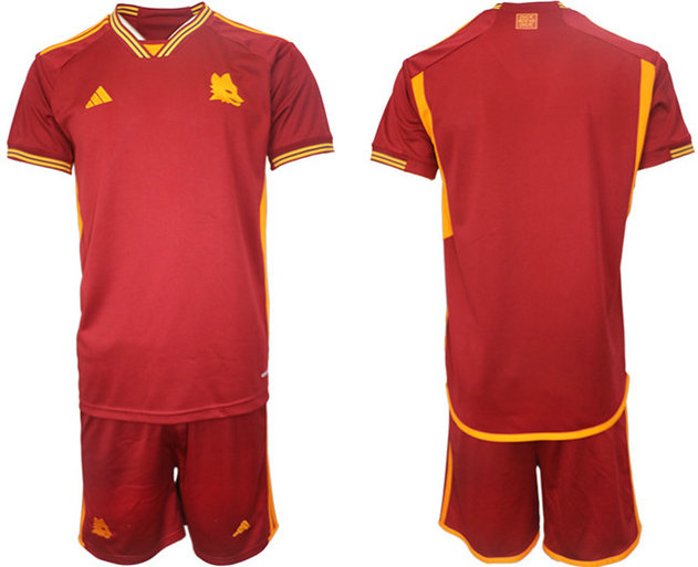 Men's AS Roma Custom 2023 24 Red Home Soccer Jersey Suit