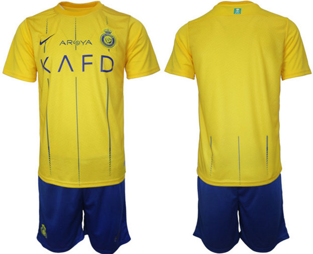 Men's Al Nassr Custom 2023 24 Yellow Away Soccer Jersey Suit