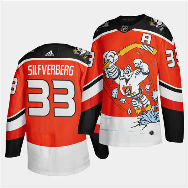Men's Anaheim Ducks #33 Jakob Silfverberg 2020 21 Orange Reverse Retro Stitched Jersey