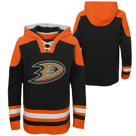 Men's Anaheim Ducks Blank Black Ageless Must-Have Lace-Up Pullover Hoodie