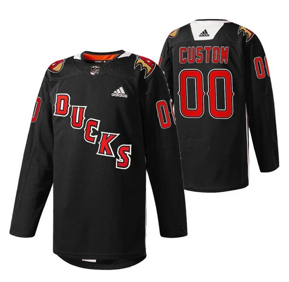 Men's Anaheim Ducks Customized 2022 Black Angels Night Stitched Jersey