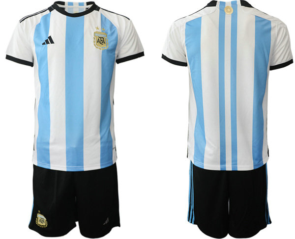 Men's Argentina Blank White Blue 2022 FIFA World Cup Home Soccer Jersey Suit