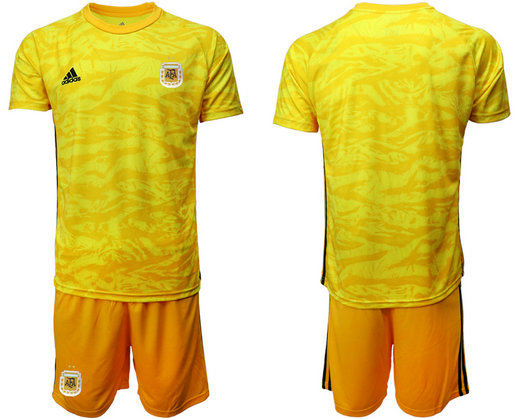 Men's Argentina Blank Yellow goalkeeper Jersey
