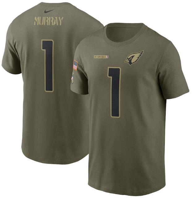 Men's Arizona Cardinals #1 Kyler Murray 2021 Olive Salute To Service Legend Performance T-Shirt