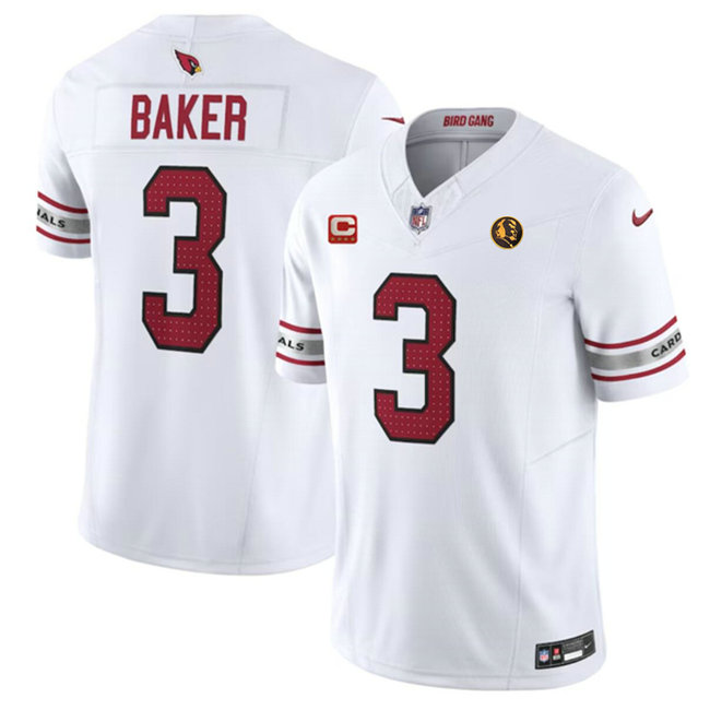 Men's Arizona Cardinals #3 Budda Baker White 2023 F.U.S.E. With 4-Star C Patch And With John Madden Patch Vapor Limited Stitched Football Jersey