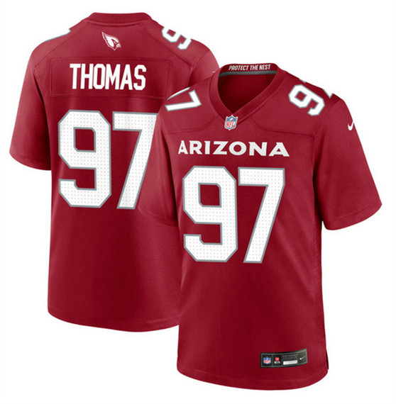 Men's Arizona Cardinals #97 Cameron Thomas Red 2023 Stitched Game Football Jersey
