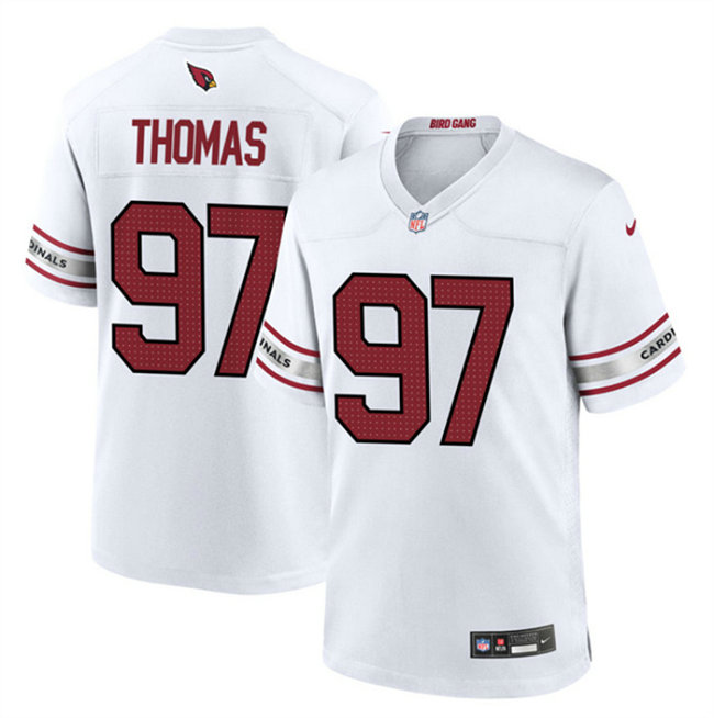 Men's Arizona Cardinals #97 Cameron Thomas White 2023 Stitched Game Football Jersey