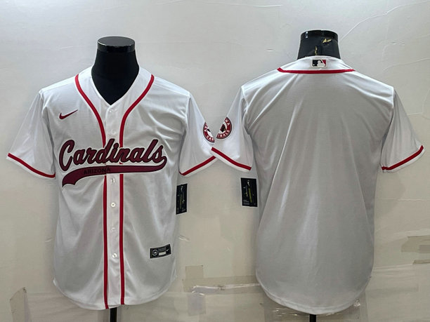 Men's Arizona Cardinals Blank White With Patch Cool Base Stitched Baseball Jersey